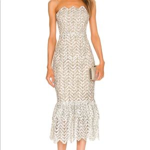 Elliatt Bruno Sage & White Midi Dress - Size XS